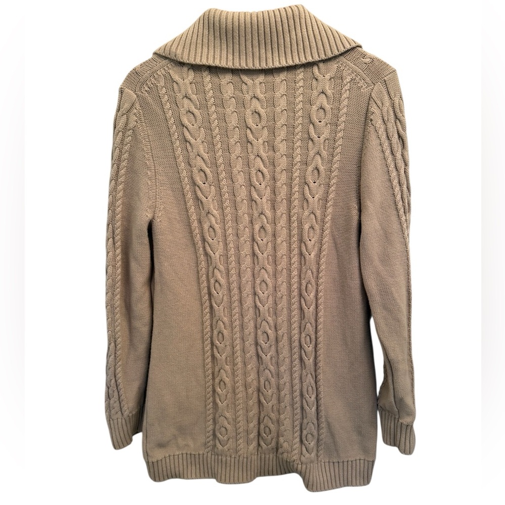 L.L. Bean Button Cable-Knit Button Down Long Card… - image 4